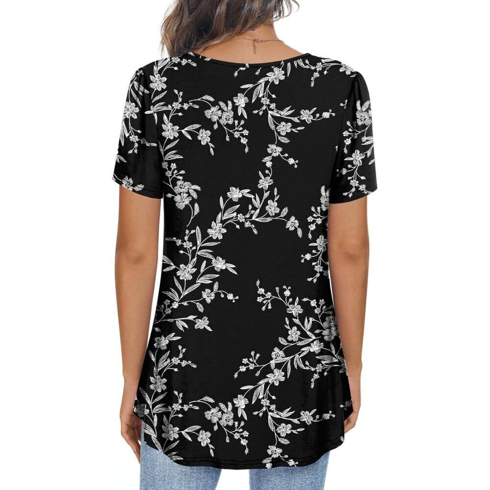 Women's Rayon Spandex Tunic Top Casual Dressy Loose Fit Short Sleeve - Picture 3 of 6